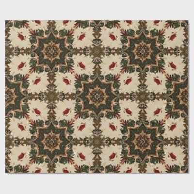 Vintage Gothic Christmas Kaleidoscope Pattern Wrapping Paper