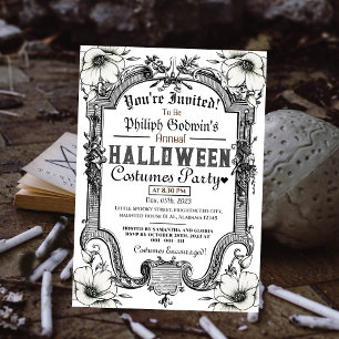 Vintage Gothic Classic Halloween Costume Party Invitation