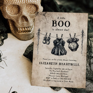 Vintage Gothic Clothesline Halloween Baby Shower Invitation