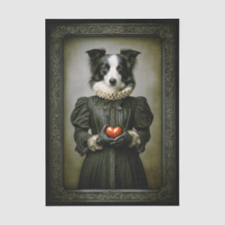 Vintage Gothic Collie Dog Red Heart ET8 Decoupage Tissue Paper