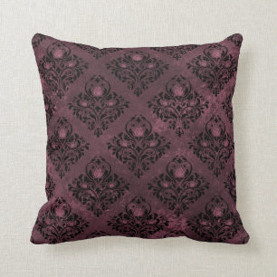 Vintage Gothic Damask Pattern Throw Pillow