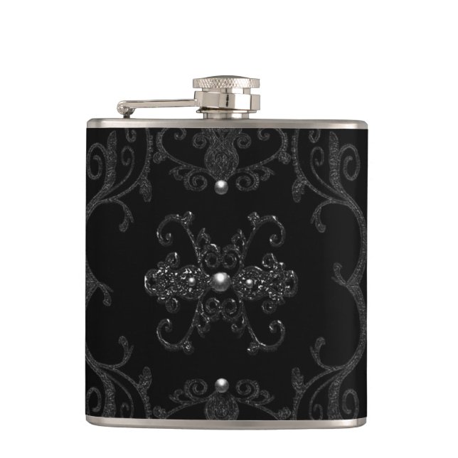 Vintage Gothic Elegance Jewels Flask (Front)