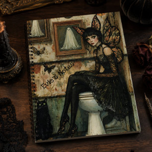 Vintage Gothic Fairy on Toilet Halloween Custom Notebook