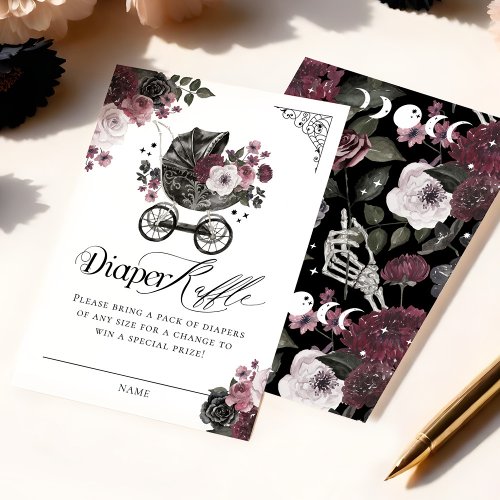 Vintage Gothic Floral Baby Stroller Diaper Raffle Enclosure Card