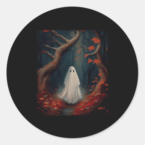 Vintage Gothic Floral Halloween Ghost Lost In The  Classic Round Sticker