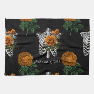 Vintage Gothic Floral Personalized Kitchen Towel