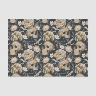 Vintage Gothic Floral Skulls Peonies Butterflies Tissue Paper