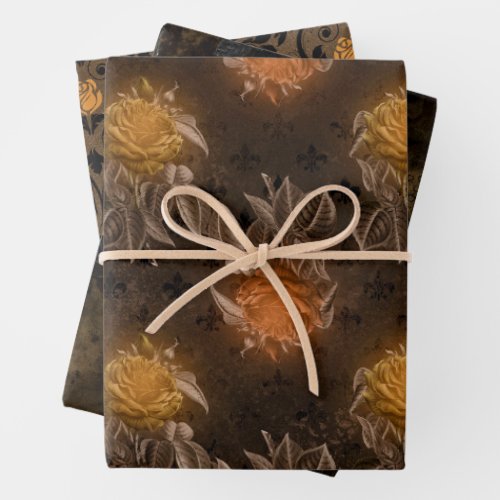 Vintage Gothic Floral Wrapping Paper Sheets