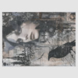 Vintage Gothic Girl &amp; Raven Decoupage Tissue Paper