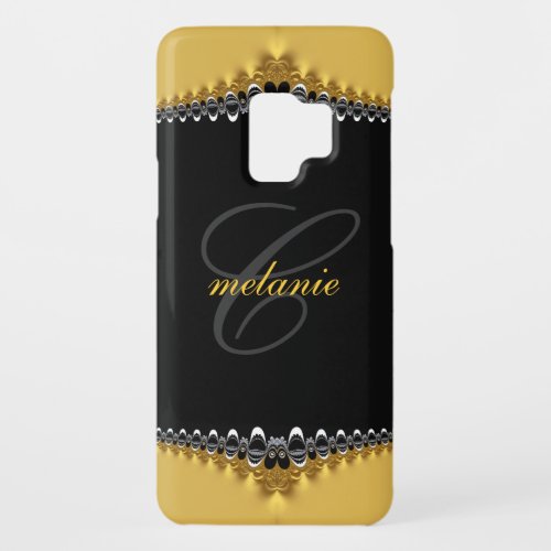 Vintage Gothic GoldBlack Lace Monogram Galaxy S2 Case_Mate Samsung Galaxy S9 Case