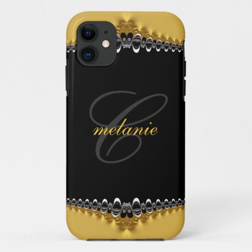 Vintage Gothic GoldBlack Lace Monogram iPhone 5 iPhone 11 Case