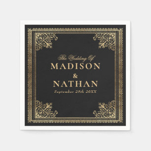 Vintage Gothic Gold Victorian Wedding Invitation Napkins