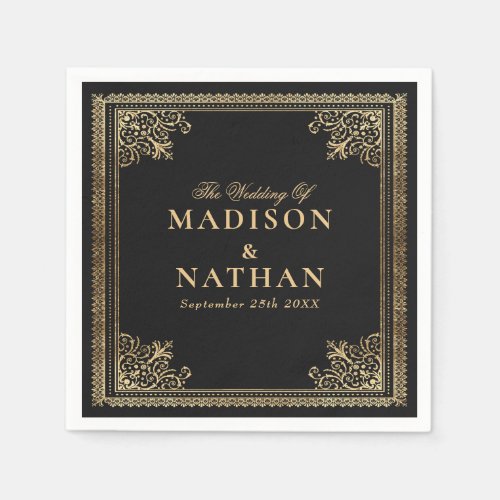 Vintage Gothic Gold Victorian Wedding Invitation Napkins