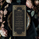 Vintage Gothic Gold Victorian Wedding Menu<br><div class="desc">Elegant and modern wedding design inspired by a gothic Victorian art style. Design is not real foil. Matching Items in our shop for a complete party theme. For further questions please contact us at ThePaperieGarden@gmail.com.</div>