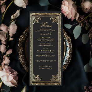 Vintage Gothic Gold Victorian Wedding Menu