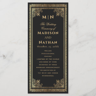 Vintage Gothic Gold Victorian Wedding Program