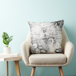 Vintage Gothic Grunge Distressed Shabby Throw Pillow
