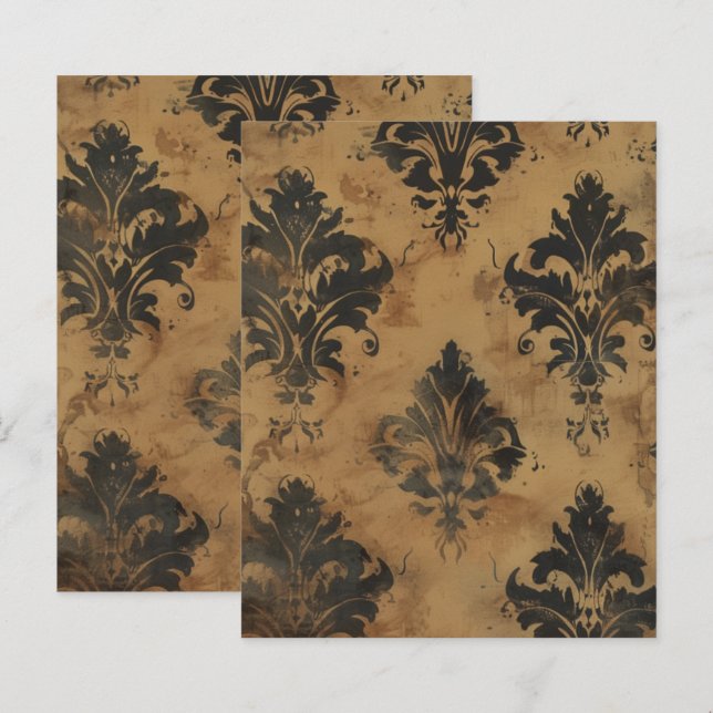 Vintage Gothic Grunge Floral Scrapbook Paper  (Front/Back)