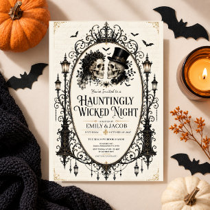 Vintage Gothic Halloween Adult Skull couples Party Invitation