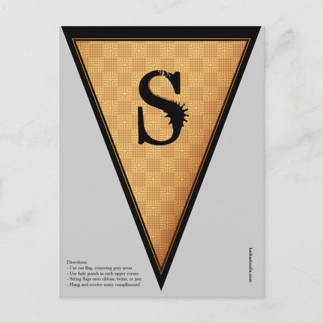 Vintage Gothic Halloween Banner Bunting Flag Postcard (Front)