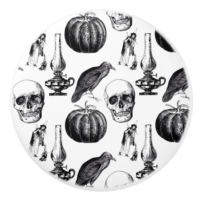 Vintage Gothic Halloween Ceramic Drawer Knob (Front)