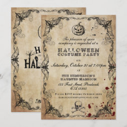 Vintage Gothic Halloween Costume Party Invitation | Zazzle