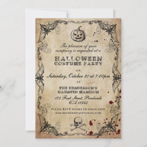 Vintage Gothic Halloween Costume Party Invitation