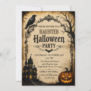 Vintage Gothic Halloween Invitation