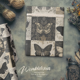 Vintage Gothic Halloween Moth Collage Wrapping Paper