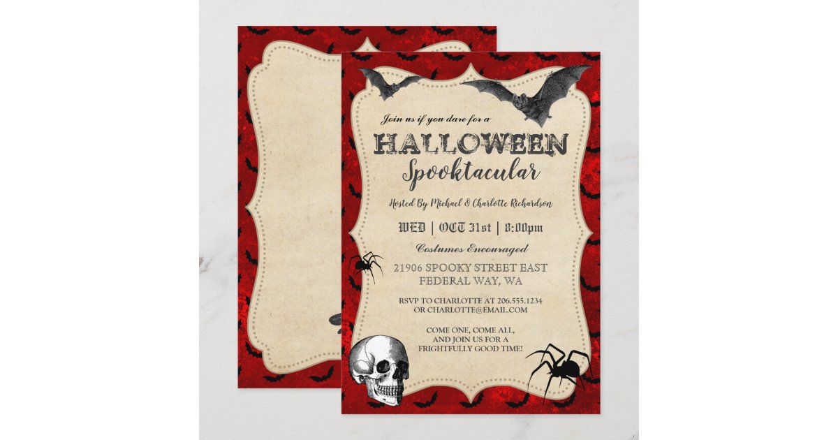Vintage Gothic Halloween Party Invitation | Zazzle