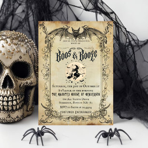 Vintage Gothic Halloween Party Invitation   Bats W