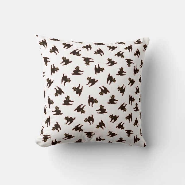 Vintage Gothic Halloween Pumpkins Throw Pillow (Front)