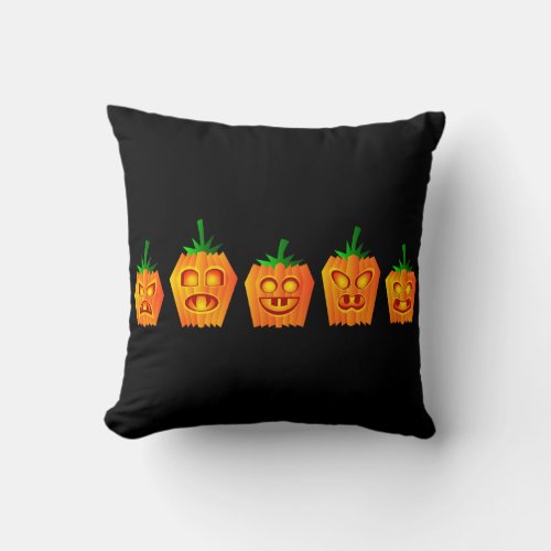 Vintage Gothic Halloween Pumpkins Throw Pillow
