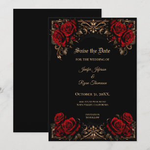 Vintage Gothic Halloween Save the date invitation