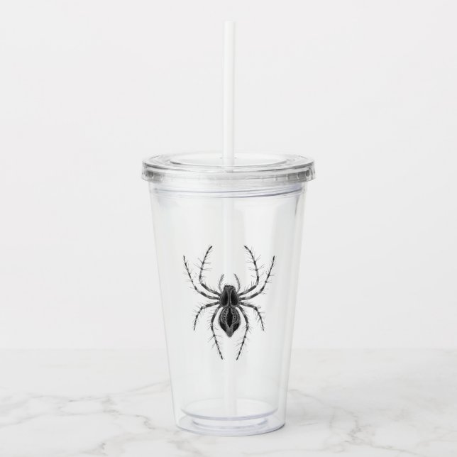 Vintage Gothic Halloween Spider Acrylic Tumbler (Front)