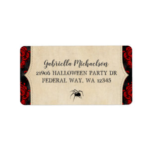 Vintage Gothic Halloween Spider Return Address Label