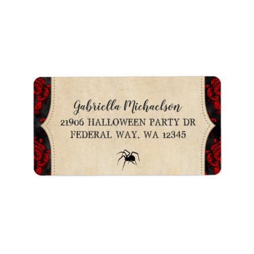 Vintage Gothic Halloween Spider Return Address Label