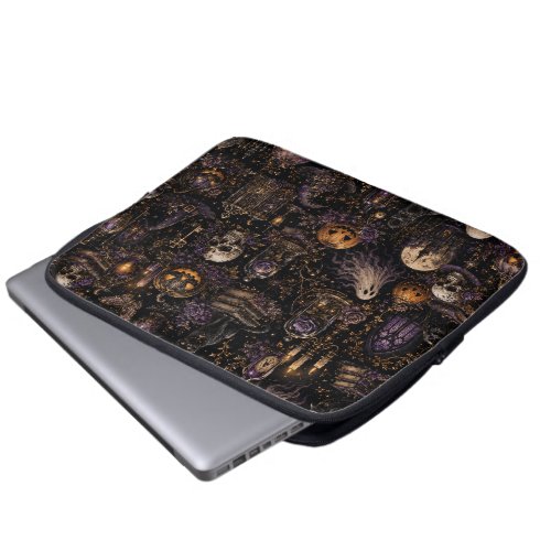Vintage Gothic Halloween Spooky Night Pattern Laptop Sleeve