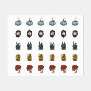 Vintage Gothic Halloween Stickers – Blue Pumpkin, 