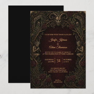 Vintage Gothic Halloween Wedding Invitation