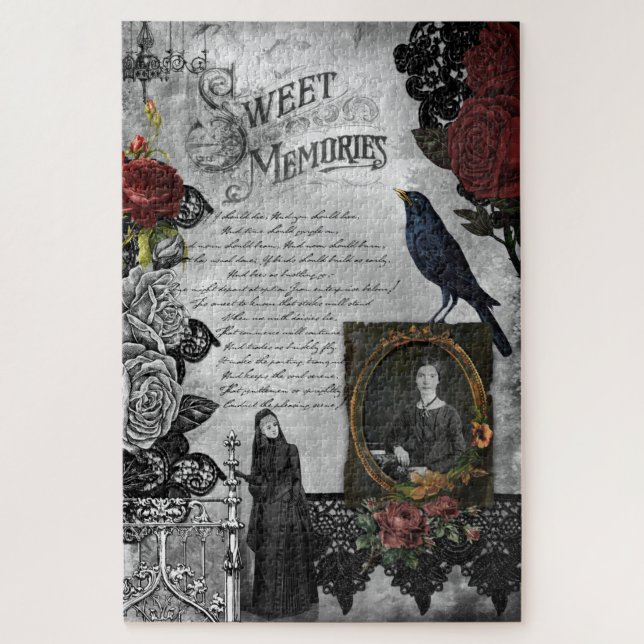 Vintage Gothic Halloween Widow Ephemera Jigsaw Puzzle (Vertical)