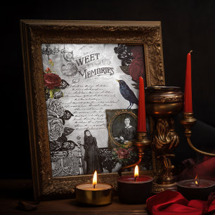 Vintage Gothic Halloween Widow Ephemera Tissue Paper