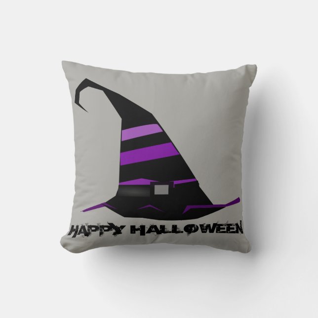 Vintage Gothic Halloween Witch  Hat Throw Pillow (Front)