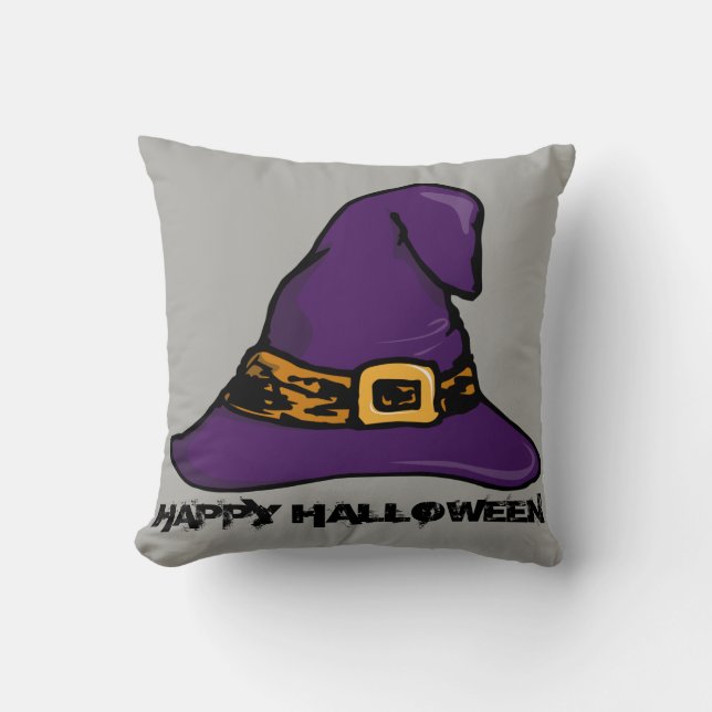 Vintage Gothic Halloween Witch  Hat Throw Pillow (Front)