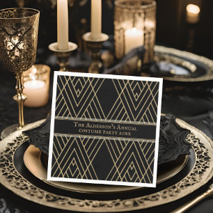 Vintage Gothic Hand Drawn Gold Stripes Halloween Napkins