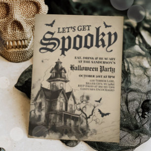 Vintage Gothic Haunted House Halloween Adult Party Invitation