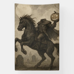 Vintage/Gothic Headless Horseman Halloween/Autumn Banner