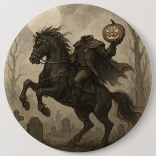 Vintage/Gothic Headless Horseman Halloween/Autumn Button