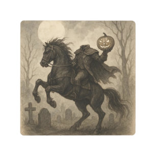 Vintage/Gothic Headless Horseman Halloween/Autumn Metal Print