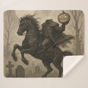 Vintage/Gothic Headless Horseman Halloween/Autumn Sherpa Blanket